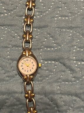 Fossil Gold-Tone Link Bracelet Watch with Pink Dial
